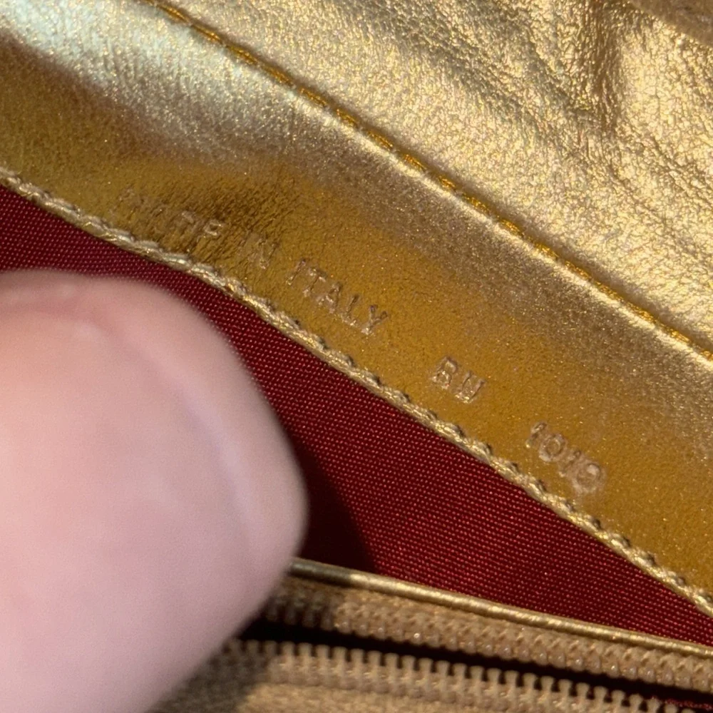 Christian Dior Gold ostrich Saddle-Shaped Pouch coin purse - Picture 9 of 10